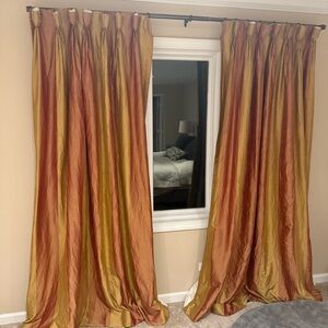 Vintage Custom Calico Corners Silk Dupioni Curtains, Pinch Pleated Silk Drapes